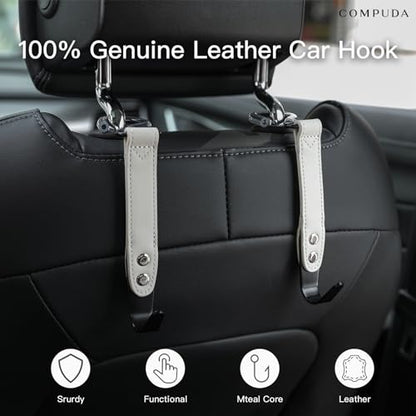 Car Headrest Hook 2 Pack Car Hook Holder Leather Headrest Hooks for Purses and Bags,SUS304 Car Hook (Grey) - color: Gray