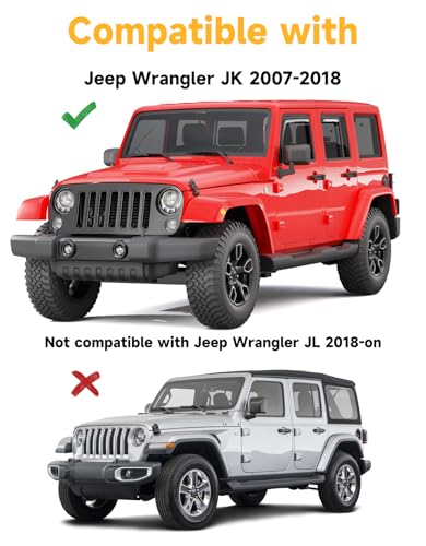 in-Channel Window Rain Guards Fit for Jeep Wrangler JK 2007-2018 Extra Durable Window Visors Window Deflectors Vent Visors Vent Shades Car Accessories-4 pcs - size: Fit for 2007-2018 Jeep Wrangler JK
