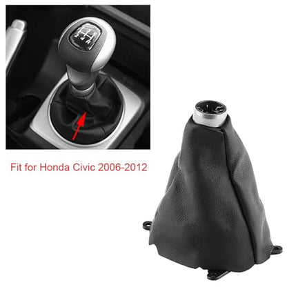 Manual PU Leather Shift Boot Cover, Gear Gaiter Shift Shifter Boot Replacement for Civic 2006-2012, Dustproof Replacement