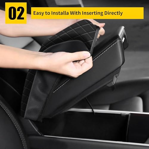 AOMSAZTO Center Console Cover Customized Armrest Cover Compatible with 2011-2019 Ford Explorer Soft Cozy Leather Arm Rest Covering for Car - color: black-1