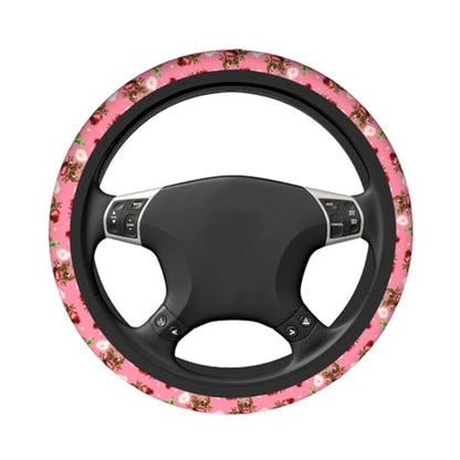Cherry Flower Steering Wheel Covers Non Slip Neoprene Universal 15 Inch Steering Wheel Protector Car Cover for Men Women - color: Cherry