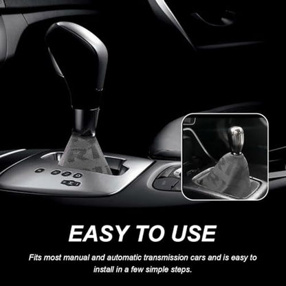 Car Shift Boot Cover, Fabric Shifter Lever Knob Boot Dustproof Cover with Stitch, Manual Automatic Speed Shifter Boots Gear Gaiter for Most Vehicles, Car Accessories (Gray) - color: Gray