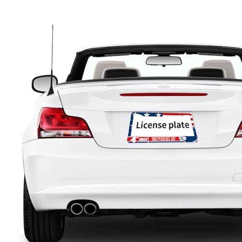 American Flag License Plate Frame Eagle Patriotic USA 4th of July Personalise Stainless Steel Funny Design Compatible with Standard License Plate Holder for USA and Canada 6.3 x 12.2 in - color: American Flag, size: 6.3 X 12.2 In-1PC