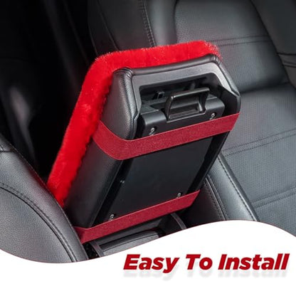 SEG Direct Auto Center Console Cover, Furry Car Armrest Cover, Soft Fluffy Middle Console Pad, Car Armrest Seat Box Cover for Women Men, Universal Fit for Most Vehicle, SUV, Truck, Car (Red) - color: Red