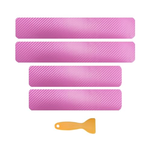 4 PCS Car Door Sill Protectors, 3D Carbon Fiber Anti-Scratch Auto Door Entry Guard Scuff Plate Cover, Waterproof Bumper Guard Threshold Cover Strips for Vehicle Front Rear Doors (Pink, 3D) - color: Pink, 3D