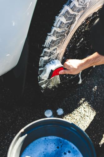 Detail Factory - ProGrip XL Tire Brush - Ergonomic ProGrip Handle - Stiff Synthetic Bristles to Cut Through Grime - Octane Ectoplasm - color: Lime/Black, size: X-Large