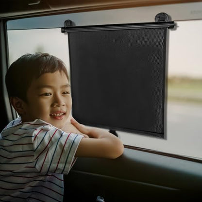 2PCS Car Window Shades for Baby, Retractable UV Protection Sun Shade, 18"×15" Side Window Sun Blocker with Suction Cups for Cars, SUVs, and Trucks