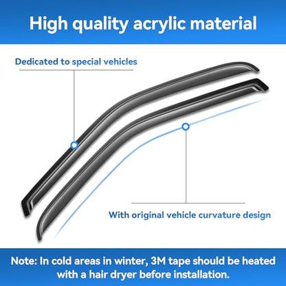 Window Rain Guards for 2014-2018 Chevy Silverado/GMC Sierra 1500 Crew Cab & 15-19 Silverado/Sierra 2500HD 3500HD, Window Visor Vent Wind Shade Deflector Shield Protector Sun, for Full-Size Cab Only - size: For 14-19 Silverado/ Sierra crew cab