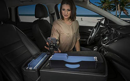 AutoExec AE-FMEF-PI-PM-BT Efficiency FileMaster Car Desk for Your Vehicle Workstation and Mobile Office, Black with 400 watt Power Inverter and Phone Mount - color: Black, style: Desk, 400 watt Power Inverter and Phone Mount