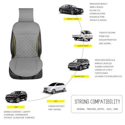 2pcs Car Seat Covers,Leather Water Proof Material No Slip Soft Car Seat Protector Side not Wrapped,for Car with Airbags,Seat Covers Universal for Most Automotive,Suvs,Vans,Trucks (Grey) - color: Grey
