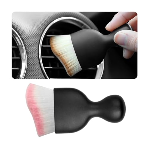 Osilly Car Detailing Brush, Auto Interior Soft Bristles Curved Cleaning Brush, Dust Collectors Dirt Removal Tool for Car Dashboard, Air Conditioner Vents, Leather, Computer, Scratch Free (White/Pink) - color: White/Pink