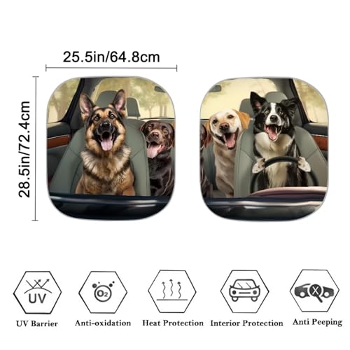 AFPANQZ Dog Cool Pattern Car Windshield Sun Shades Visor Car Front Rear Window Cover Sunshade UV Protector Universal Fit Sun Blocks Window Pop Up Folding Sunshades - color: Dog Cool Pattern