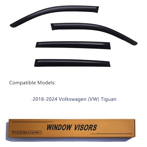 Window Visors Rain Guards Compatible with 2018-2024 Volkswagen Tiguan, Out-Channel Side Window Wind Deflectors Vent Shades Accessories, Dark Smoke 4 Pcs, 2019 2020 2021 2022 2023 - size: 2018-2024 Volkswagen Tiguan