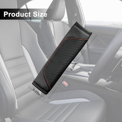 2PCS Car Seat Belt Cover pad, Carbon Fiber Safety Seatbelt Shoulder Strap Covers, Breathable Leather Soft Harness Pad Protect Your Neck and Shoulder (2, Black) - color: Style 2-Black