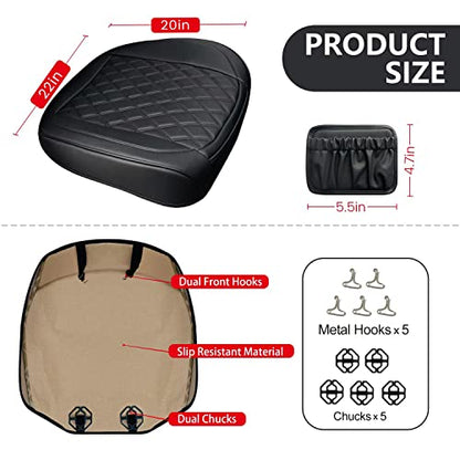BEITK,2 Pack Leather Front Car Seat Cover Bottom Car Seat,Anti-Slip and Full Wrap Driver Car Seat Protectors Storage Pocket,Luxury Waterproof Bottom Auto Seat Cushion Pad MatMost Vehicles(Black) - color: black-2pcs