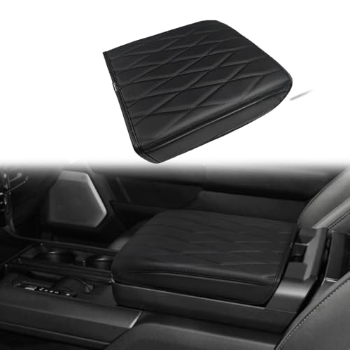 Muslogy Center Console Armrest Cover Fit for Ford F-150 F150 2021-2025 2026 Accessories, Comfort Armrest Pad Console Lid Cushion Vegan Leather Regular Thick(WorkSurface ONLY) - size: 2) 21-25 |F150| WorkSurface, Regular