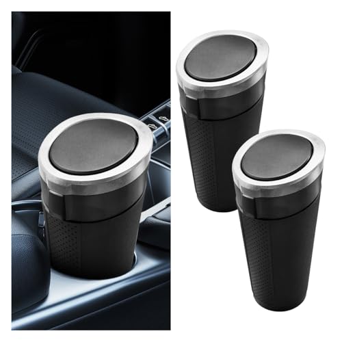 Car Trash Can Bin with Lid, Leakproof Automotive Side Door Garbage Can, Mini Vehicle Cup Holder Trash Bin, Portable Auto Organizers & Storage Accessories for Car, Home, Office (2PCS/Silver) - color: 2PCS/Silver