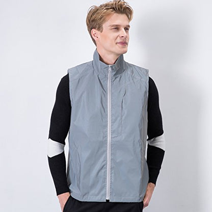 LZLRUN Reflective Vest Jacket Casual Hiphop Windbreaker Night Sporting Coat Hooded Fluorescent Clothing - size: 3X-Large