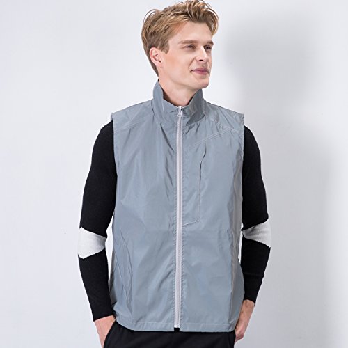 LZLRUN Reflective Vest Jacket Casual Hiphop Windbreaker Night Sporting Coat Hooded Fluorescent Clothing - size: Medium