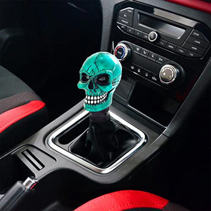 Arenbel Car Shifter Knobs Racing Gear Lever Skull Head Manual Shift Stick Handle Fit Most Auto Manual Vehicles, Blue - color: Light Blue