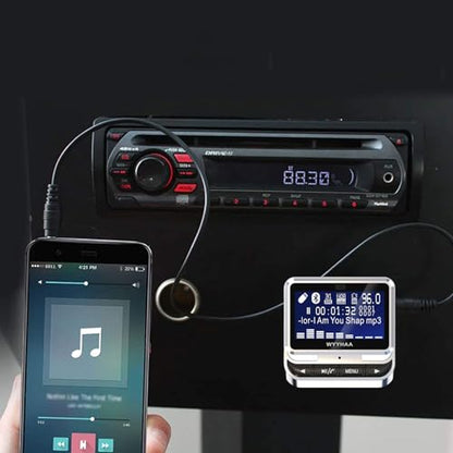Bluetooth FM Transmitter for Car, Wireless Car Radio Adapter, Handsfree Auto Kit with Remote Control, MP3 Music Player Support USB Charger Siri Google Assistant U Disk/TF Card/Aux