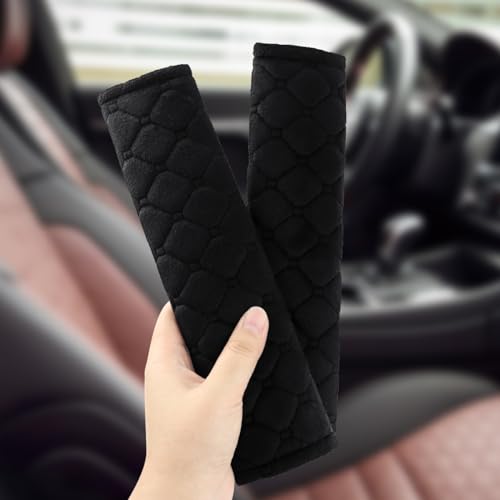 yuntop 2 PCS Car Seat Straps Shoulder Pads Soft Auto Seat Belt Cover Universal Safety Strap Cover Helps Protect Your Neck and Shoulders from Seat Belt Friction (Black) - color: Black