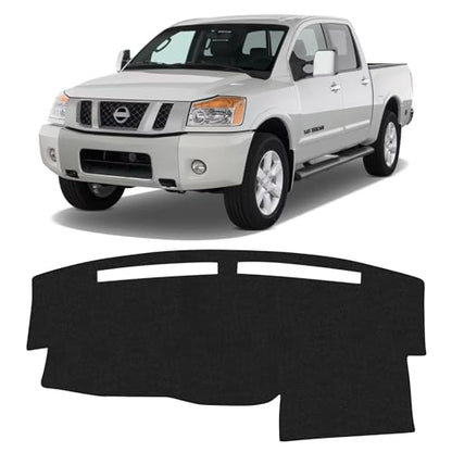 KUST Black Dash Cover for Nissan Titan 2004-2010 2011 2012 (Without Sensor, No Navi Holes) Polyester Dashboard Cover Non-Slip Center Console Dash Cover Titan Interior Accessories Sunshade No Glare - size: Titan 04-12(Black)