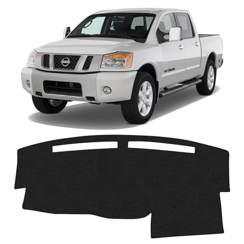 KUST Black Dash Cover for Nissan Titan 2004-2010 2011 2012 (Without Sensor, No Navi Holes) Polyester Dashboard Cover Non-Slip Center Console Dash Cover Titan Interior Accessories Sunshade No Glare - size: Titan 04-12(Black)