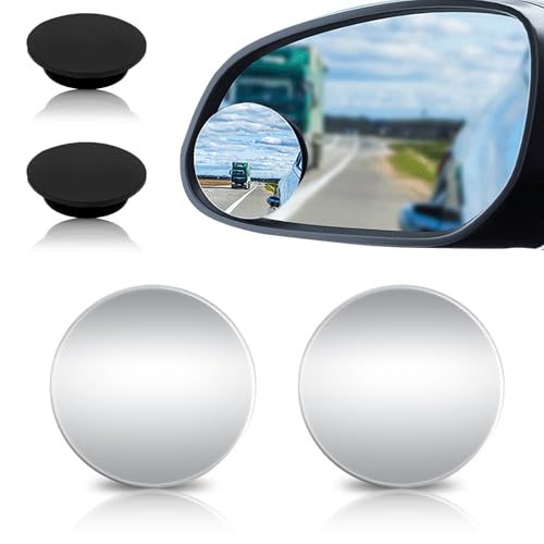 2 Pack HD Glass Blind Spot Mirror 360° Adjustable Frameless Convex Rear View Mirrors Exterior Accessories with Wide Angle for Car SUV and Trucks Easy Install (Circle) - style: Circle
