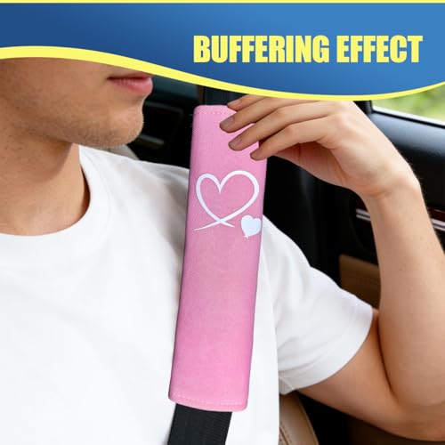 Craedli 2PCS Heart-Shaped Car Seat Belt Covers, Comfortable Auto Seat Shoulder Strap Pads Protect Neck, Cute Soft Vehicle Safe Harness Pad for Most Cars (Pink) - color: Pink