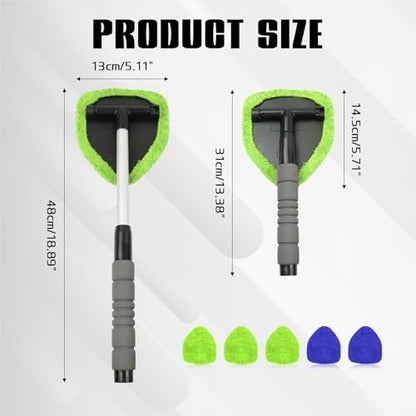 Wuyaoyao 14PCS Car Windshield Cleaning Tool, Car Glass Wiper Kit with Window Cleaner, Microfiber Pads, Spray Bottle, Extendable Handle, Interior Detailing Dust Brush, Car Cleaning Supplie (Blue+Green) - color: Blue+Green