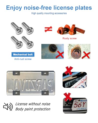 Carbon Fiber License Plate Frames- Black Plastic Car Tag Holder, 2 Pack 2 Hole Front Rear Bracket with Screw Caps and Car Door Handle Stickers - style: Black-Wide Frame