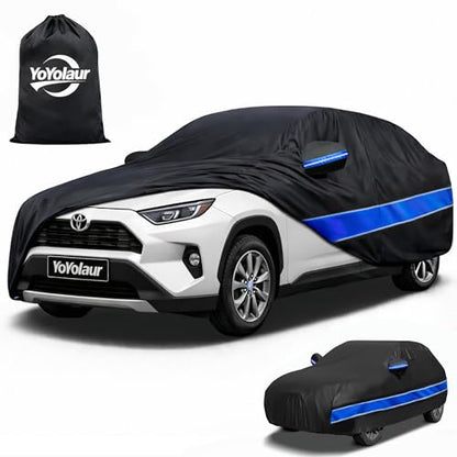 Car Cover Custom Fit RAV4,10-Layer Car Cover Waterproof All Weather,Full Exterior Cover with Cotton Lining,Sun Rain UV Dust Snow Protection with Door Zipper,Fit for RAV4 2006-2025 - size: Custom Fit for Rav4