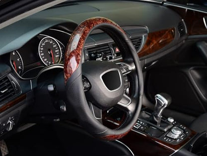 ZHOL Wood Grain Steering Wheel Cover, Universal 15 inch Microfiber Leather Anti-Slip Steering Wheel Protector, Odorless - size: Standard Size[14 1/2''-15'']