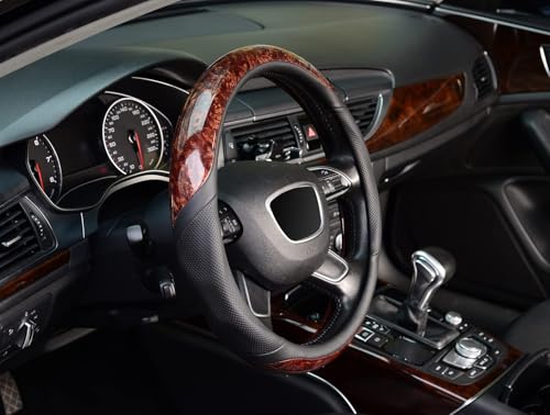 ZHOL 16 inch Steering Wheel Cover Wood Grain, Compatible Large-Size for F150 F250 F350 Ram 4Runner Tacoma Tundra Range Rover Model Car Accessories for Women Men - size: Large size[15 1/2''-16'']