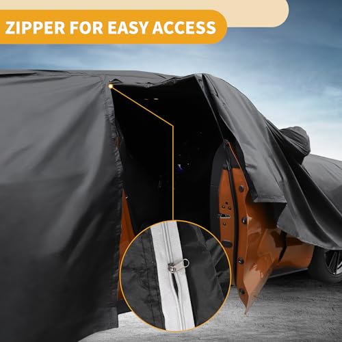 Waterproof All-Weather Universal Car Cover with Right Side Zipper, 190T Polyeste Black Blue Fits for SUV Up to 181" Length - size: Fit for Suv Length Up to 181"