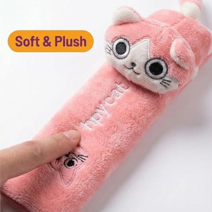 UNICOLD 2-Pack Ultra-Soft Short Plush Seatbelt Cover, Cute Animal Edition – Cloud-Like Shoulder Pad for a Comfy Ride for Adults & Kids (GP-Kitten) - style: GP-Kitten