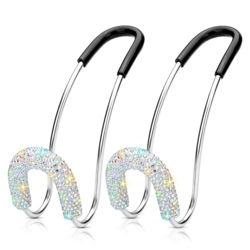 Soleebee 2 Pack Bling Car Headrest Hooks Crystal Rhinestones Universal Car Seat Hook Auto Hook Durable Car Back Seat Hangers Storage Organizer (AB Color) - color: AB Color