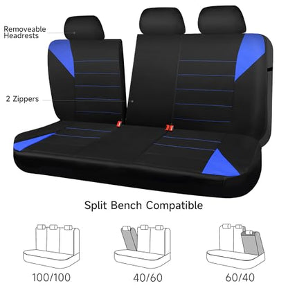 CAR PASS Neoprene Wetsuit Seat Covers, Waterproof Car Seat Covers Full Sets with 5mm Composite EVA, Universal Fit for Car Sedan, SUV Trucks Anti Slip with Airbag Compatible(Black Blue - color: Blue full sets