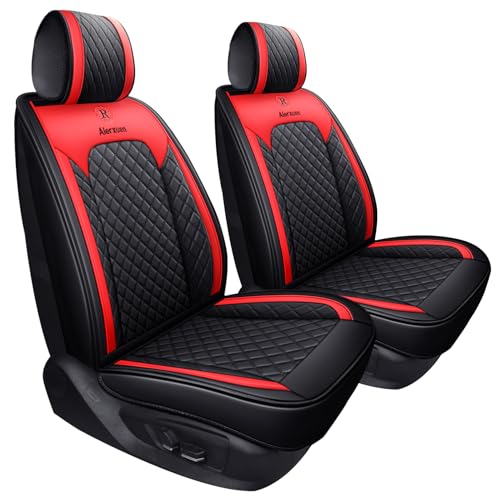 Aierxuan Front Car Seat Covers Women Leather Waterproof Universal for Rav4 Kia Sorento Pilot Hrv Ridgeline Odyssey Chr Ford Ranger Edge Chevy Equinox VW(2 PCS Front, Black-Red) - color: 2 PCS Front/Black-Red