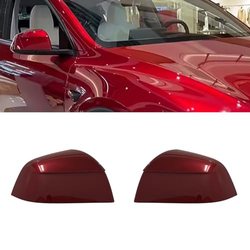 Compatible with Tesla Model Y Juniper Side Mirror Cover Replacement 2025(Universal 2021-2024), Left & Right Side Rearview Mirror Cover Cap for Model Y Juniper Accessories(Red)2pcs - color: Red