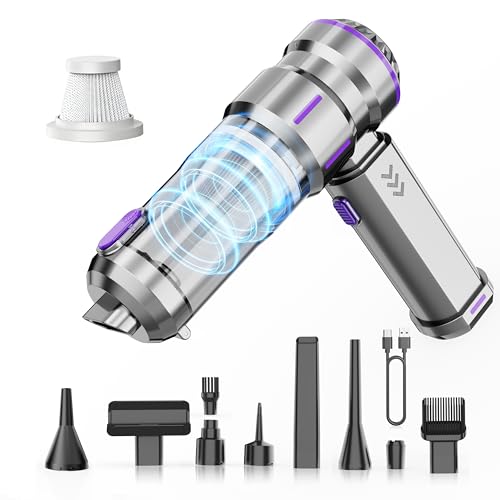 Portable Cordless Handheld Car Vacuum Cleaner - Equipped with Advanced Brushless Motor, 3 Suction Modes, 25,000 Pa Max Suction Power, Type-C Charging,for Car, Sofa & Keyboard - color: Silver