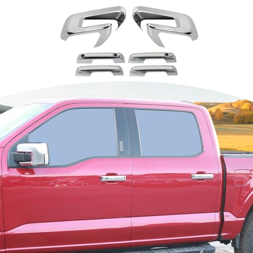 for F150 Sideview Mirror Cap Door Handle Cover Trim for Ford F150 2021 up Chrome Exterior Accessories 6pcs - color: Silver