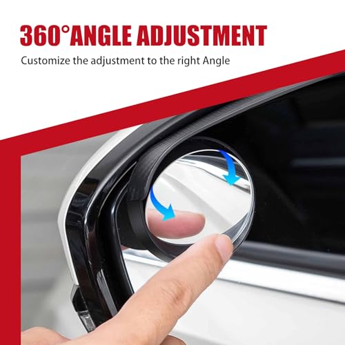 Pack-2 Car Carbon Fiber Rain Eyebrow, 2-in-1 Adjustable Wide-angle Rearview Blind Spot Mirror, Rainwater Diversion Reflective Protective Cover, Universal for Cars Side Mirror Parts (Black)