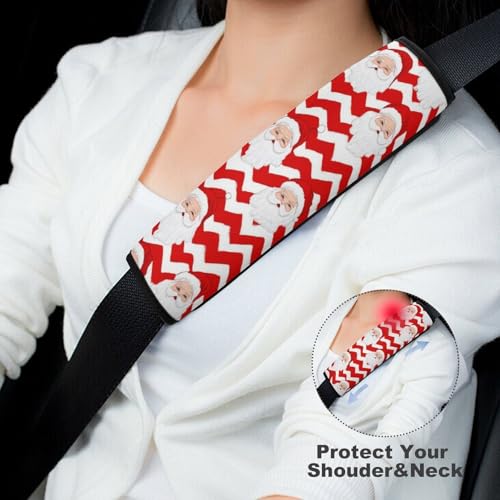 Comfortable Cushion Pad Car Shoulder Strap Harness Pad, Christmas Santa Claus Red 2PCS Car Belt Covers - color: Color843