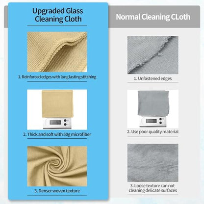 Microfiber Cleaning Cloth - 6 Pack Glasses Cleaning Cloth, 16" x 14" Window Cleaning Rags, Streak Free Lint Free Polishing Cloths Wipes for Eye Glass, Stainless Steel, Windshield, Beige - color: Beige, size: 6 Pk-16" X 14"