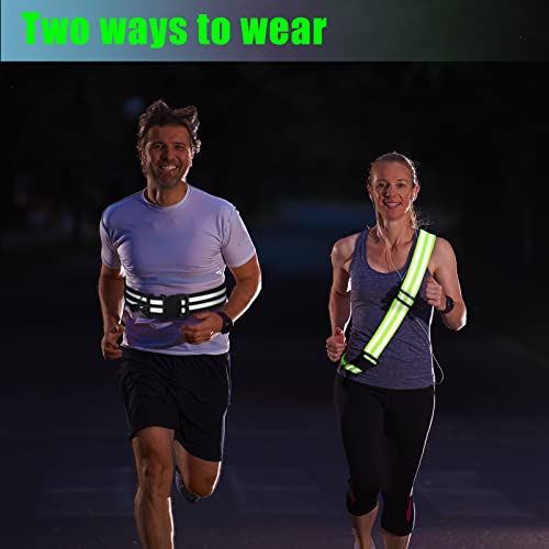 Saintrygo Reflective Sash for Walking at Night Running Gear Safety Reflective High Visibility Jacket Adjustable Sash for Walking Cycling at Night - color: Fluorescent Green, Black