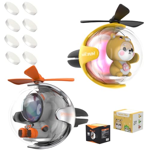 2Pcs Pilot Car Air Fresheners, Cute Car Vent Clip Air Freshener with 8 Fragrant Tablets Automotive Air Outlet Fan Diffuser, Automotive Interiors Vent Decoration (Yellow +Silver) - color: Yellow +Silver