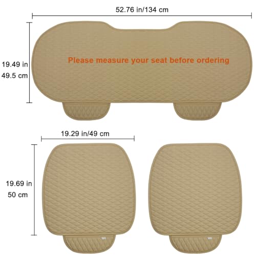 West Llama Pu Leather Car Seat Bottom Covers Protectors Include 1 Pair Front Driver Seat Pad Mat and 1 Rear Bench Cover Universal Fit 90% Vehicles,Beige - color: A-Beige, size: Universal Fit - Full Set