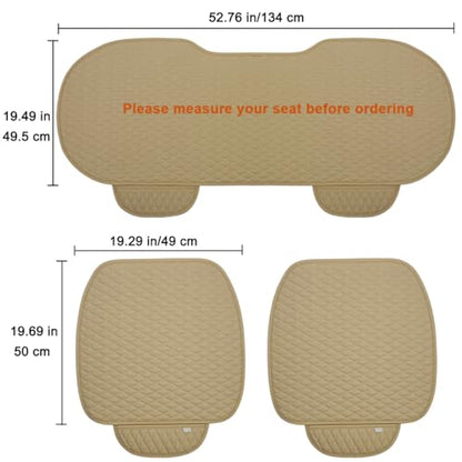 West Llama Pu Leather Car Seat Bottom Covers Protectors Include 1 Pair Front Driver Seat Pad Mat and 1 Rear Bench Cover Universal Fit 90% Vehicles,Beige - color: A-Beige, size: Universal Fit - Full Set